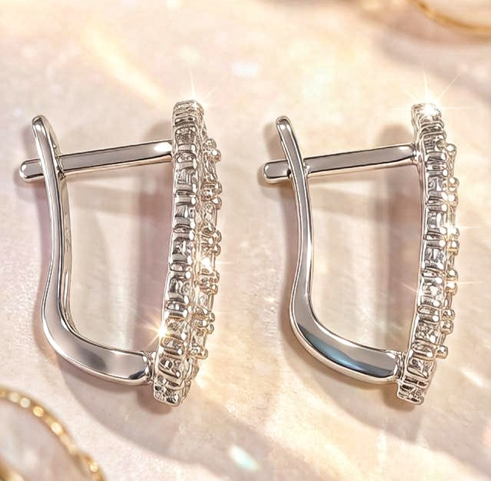Ювелирные серьги из серебра 925 пробы с фианитами