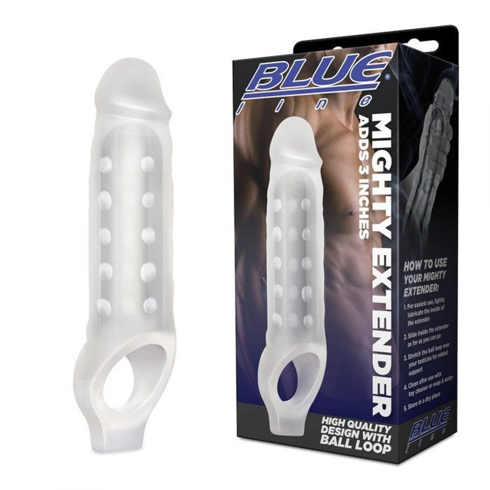 Прозрачная текстурированная насадка Mighty Extender - 13 см. (Цвет: прозрачный)