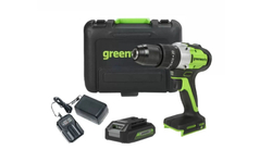 Дрель-шуруповерт аккумуляторная Greenworks GD24DD60K2, 24V, ударная, бесщеточная, c АКБ 2 А/ч и ЗУ + кейс, 3704107UA