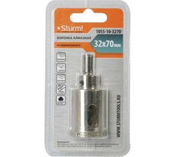 Коронка Sturm  алмазная  по керамограниту 32х70мм 1055-10-3270