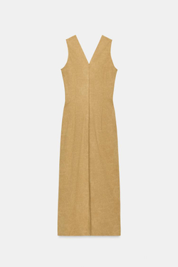 ZARA ПЛАТЬЕ МИДИ ИЗ ИСКУССТВЕННОЙ ЗАМШИ, МЯГКИЙ КАШТАНОВЫЙ