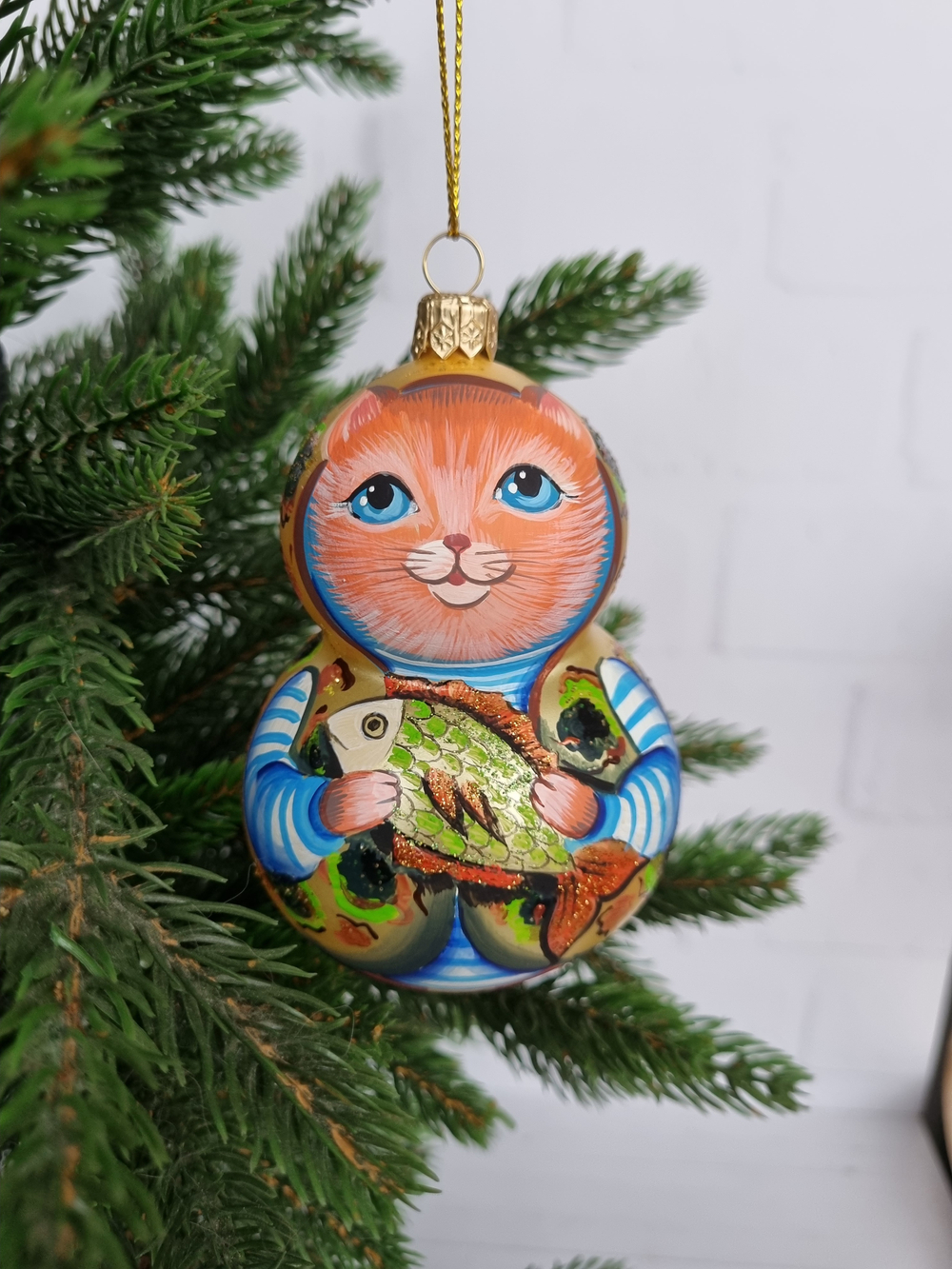 Котик Тимоша стеклянная игрушка