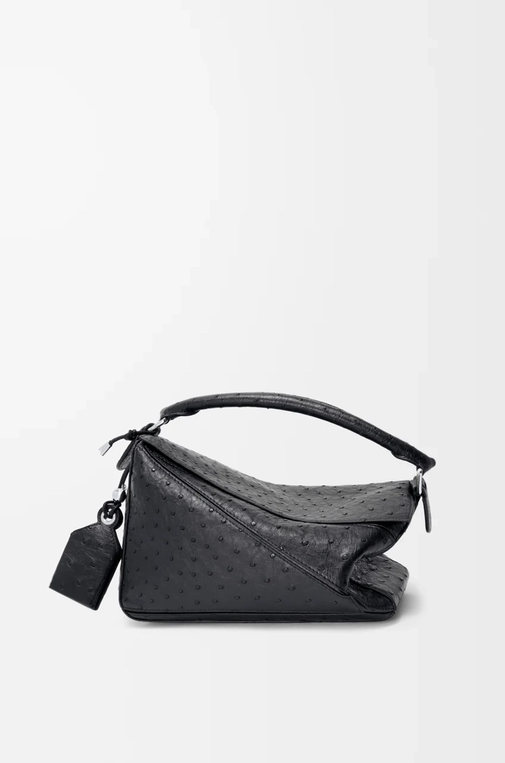 Loewe Маленькая сумка Puzzle Featherlight из страусиной кожи, черный