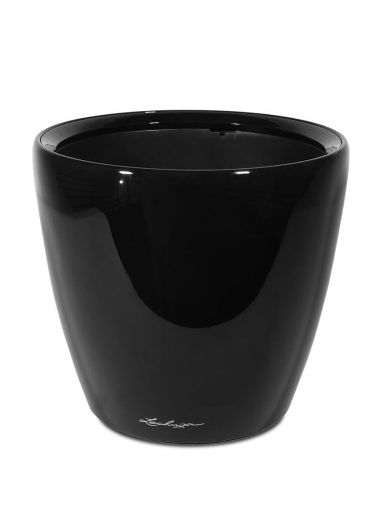 Кашпо Lechuza "Classico LS Complete black high gloss" (пластик), D43xH40 см