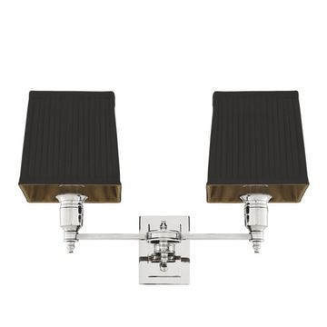 Eichholtz Wall Lamp Lexington Double, Nickel Finish (pleated black shades)