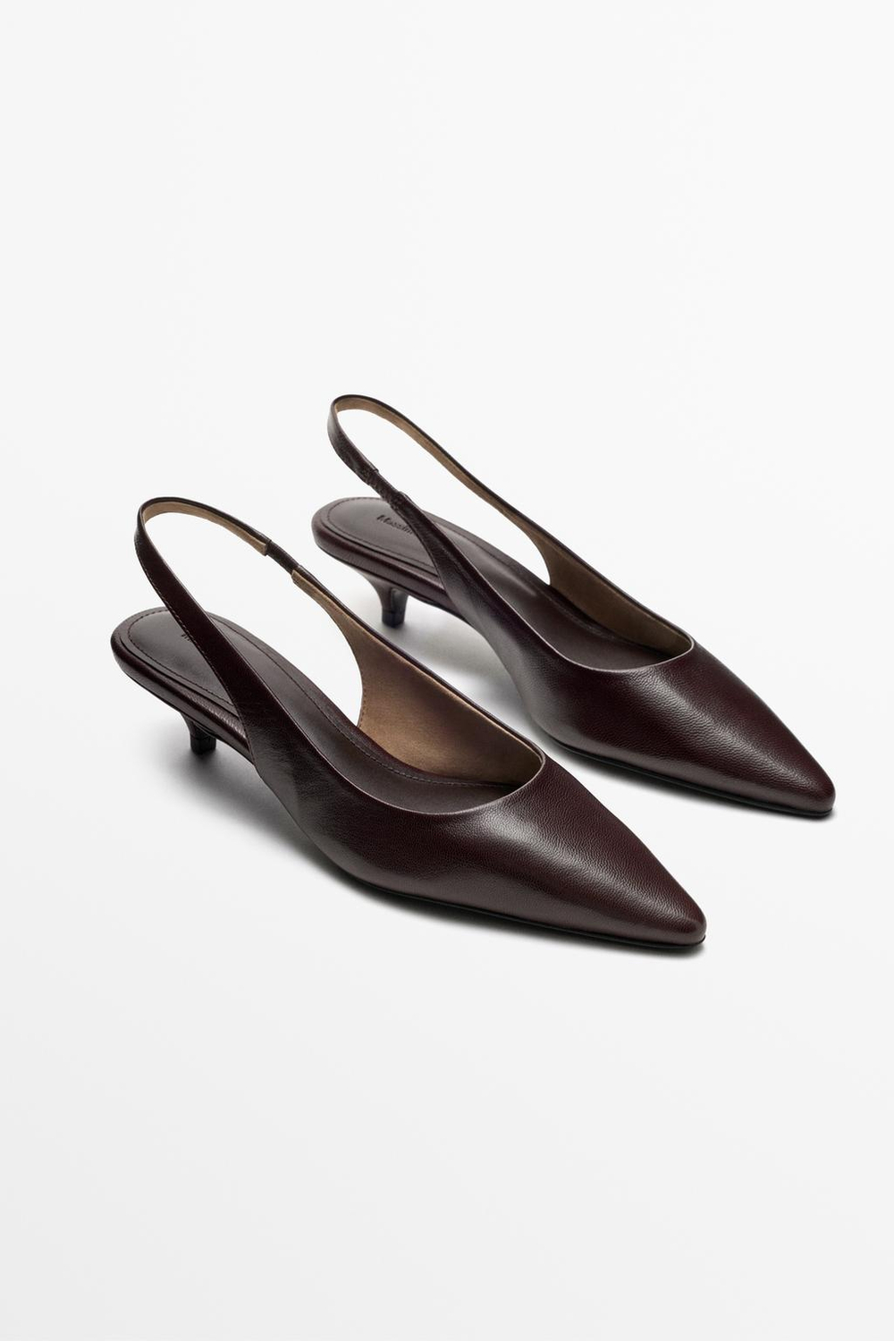 Massimo Dutti Туфли на каблуке с открытой пяткой, коричневый