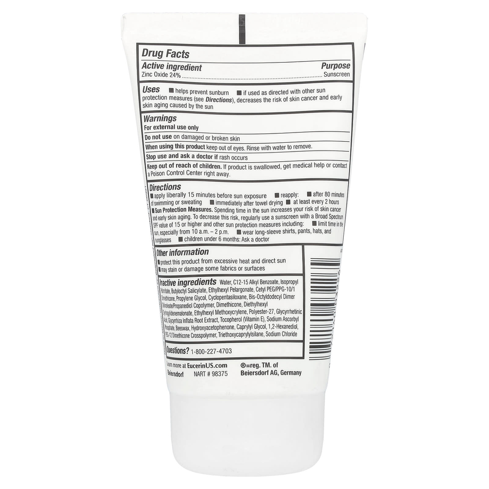 Eucerin, Sensitive Mineral, легкий солнцезащитный лосьон, SPF 50, без отдушек, 118 мл (4 жидк. унц.)