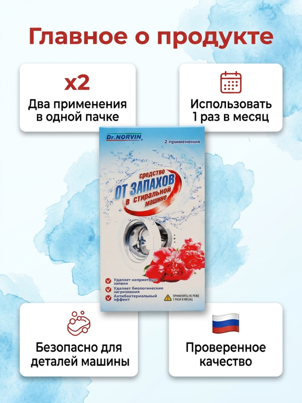 Dr.Norvin Средство от запахов в стиральной машине 140гр