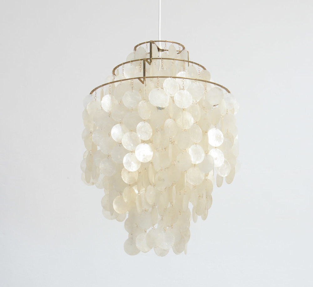 Fun 1 DM Gold Pendant Lamp by Verner Panton