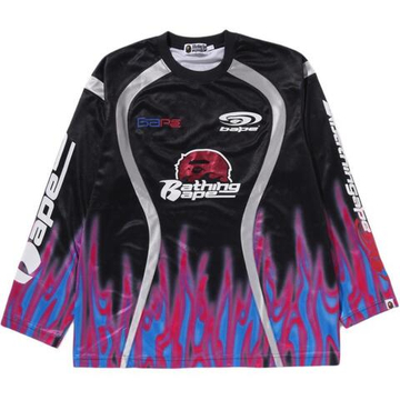 A Bathing Ape Bathing Ape Flame Pattern Лонгслив Футболка черный