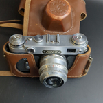 №32 Фотоаппарат "Зоркий-6" с объективом "Индустар-50" в оригинальном кофре, металл, стекло, пластик, кожа, Красногорский механический завод (КМЗ), СССР, 1959-1966 гг.