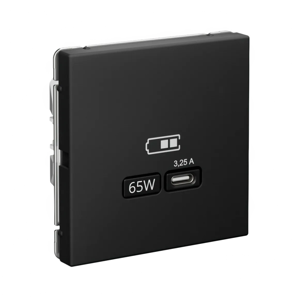 ARTGALLERY USB РОЗЕТКА тип-С 65Вт высокоскор.заряд. QC, PD, механизм, КАРБОН
