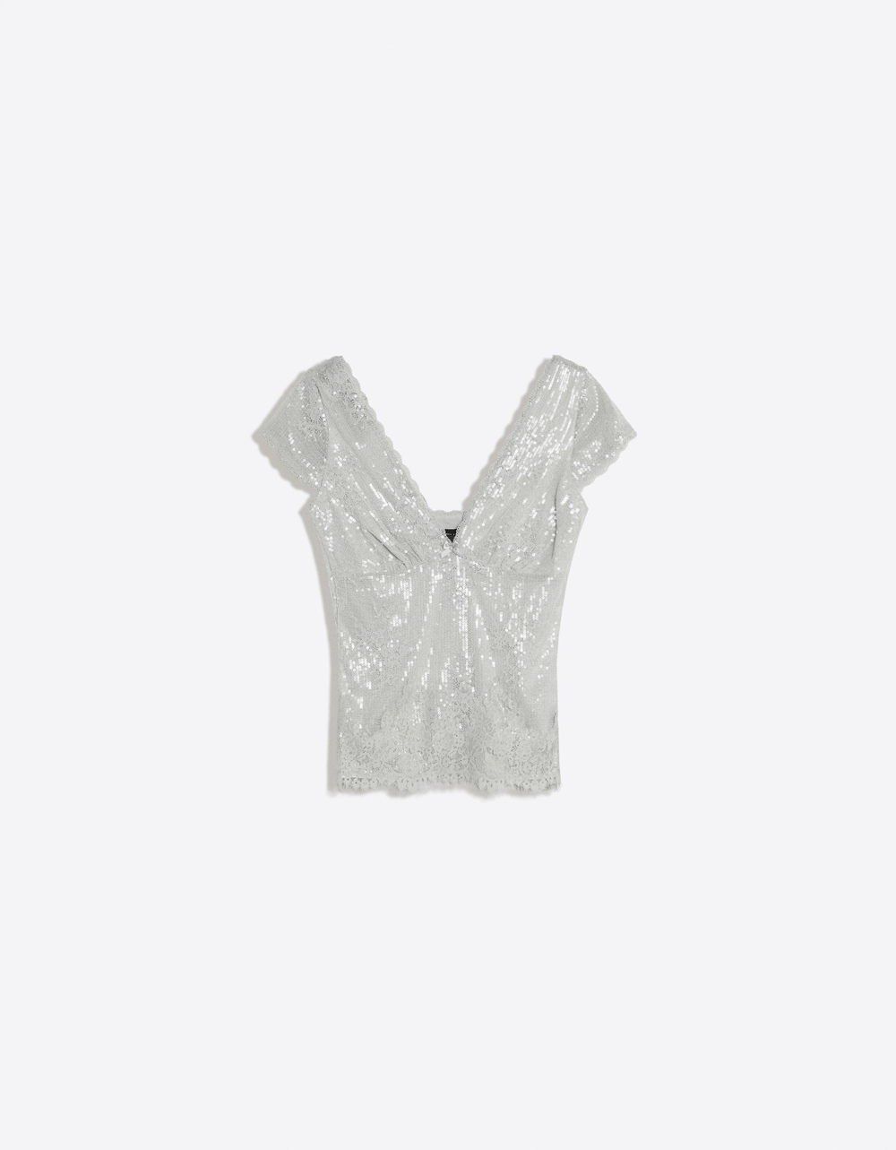 Женский кружевной топ с пайетками - BERSHKA