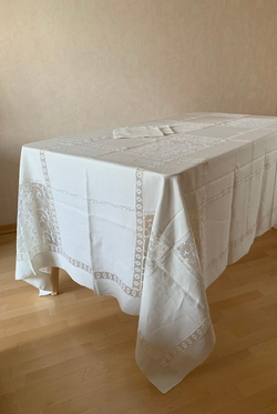 Скатерть 180x300 и 12 салфеток Palombella PM Elite молочные