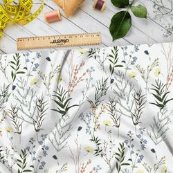 Ткань барби утончённые веточки с листвой