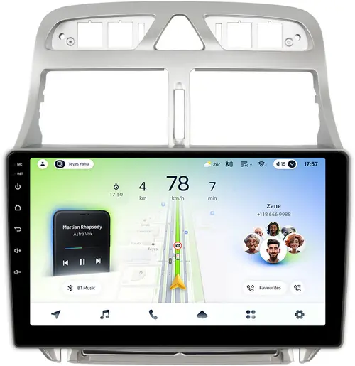 Магнитола для Peugeot 307 2001-2008 - Teyes CC4L-DTS монитор 9" IPS, Android 14, Быстрая, Snapdragon 662, CarPlay, 4G SIM-слот