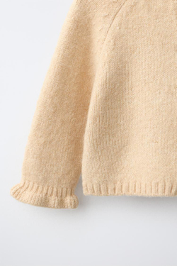 ZARA КАРДИГАН С ОБОРКАМИ, ВАНИЛЬНЫЙ
