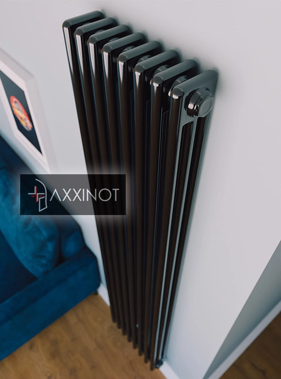 Axxinot Sentir 3180 - трехтрубный трубчатый радиатор высотой 1800 мм, нижнее подключение, черный
