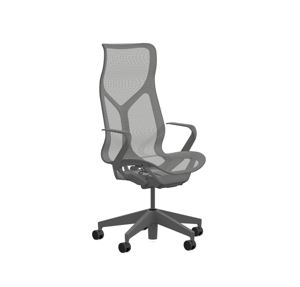 Кресло Herman Miller Cosm, высокая спинка, цвет Carbon, нерегулируемые подлокотники