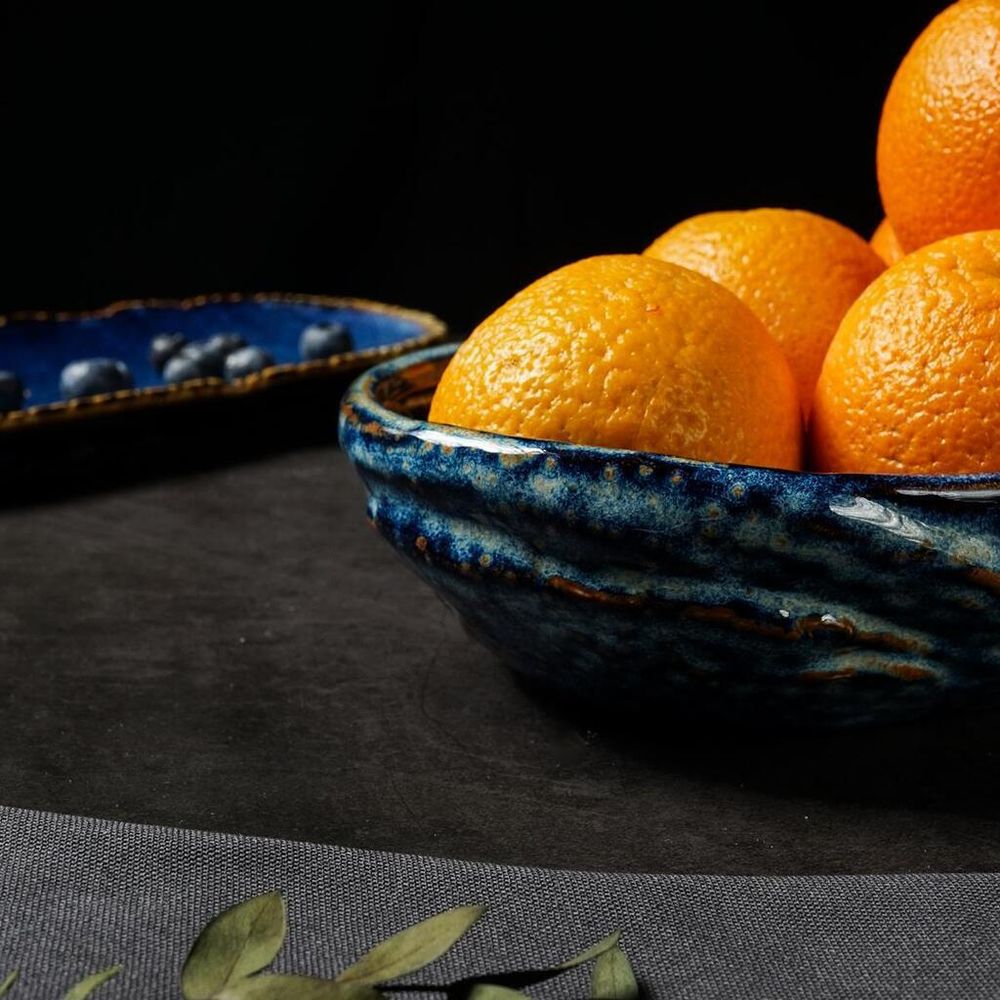 Блюдо овальное 35*20,5 см h6 см глубокое 2 л Aqua Blue Style Buffet P.L. [1]