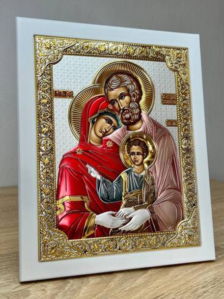 Св. Семейство, икона прямоугольная с рамкой, белое дерево, эмаль 210х260