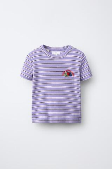 ZARA - FRUIT OF THE LOOM™ ФУТБОЛКА В ПОЛОСКУ, ФИОЛЕТОВЫЙ
