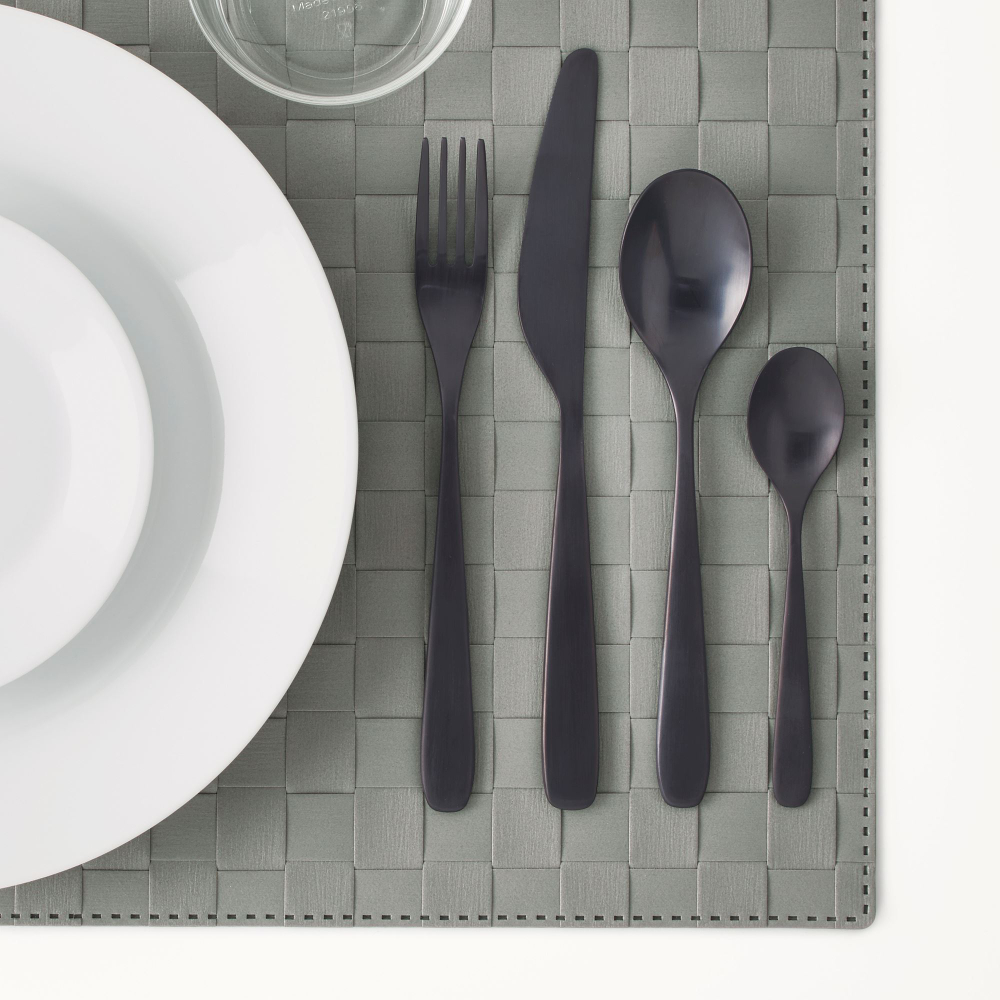 Набор столовых приборов на 6 персон IKEA TILLAGD (ТИЛЛАГД), Черный, Нержавеющая сталь, 24 шт