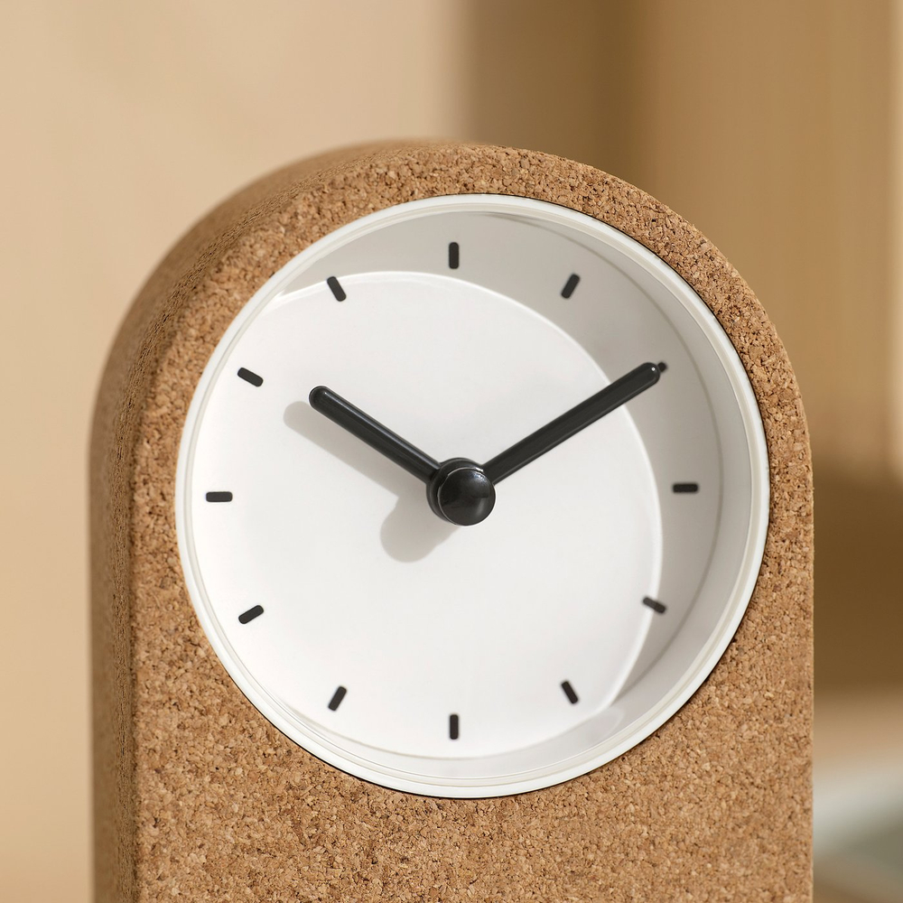 IKEA FLODKRÄFTA  (ИКЕА ФЛОДКРЭФТА)  -  Часы - пробка белый 8x15x4 см