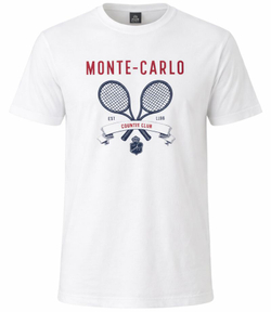 Мужская теннисная футболка Monte-Carlo Country Club MCCC Raquette Print - white