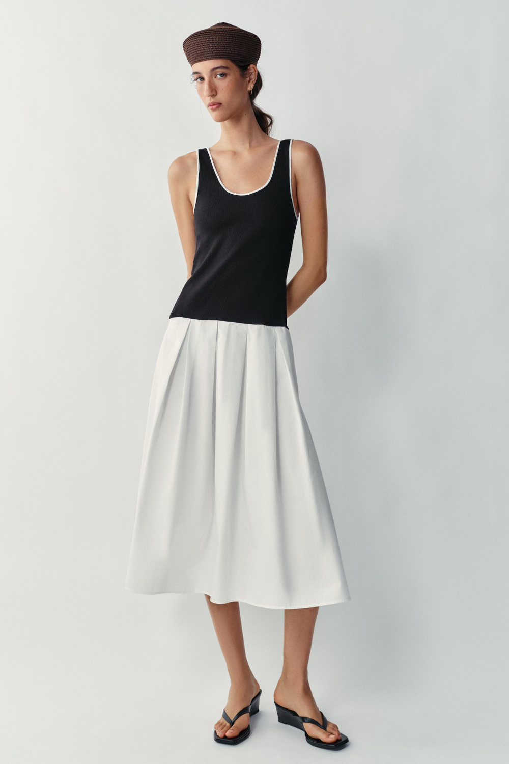 ПЛАТЬЕ МИДИ ИЗ КОМБИНИРОВАННОГО ПОПЛИНА — ZARA