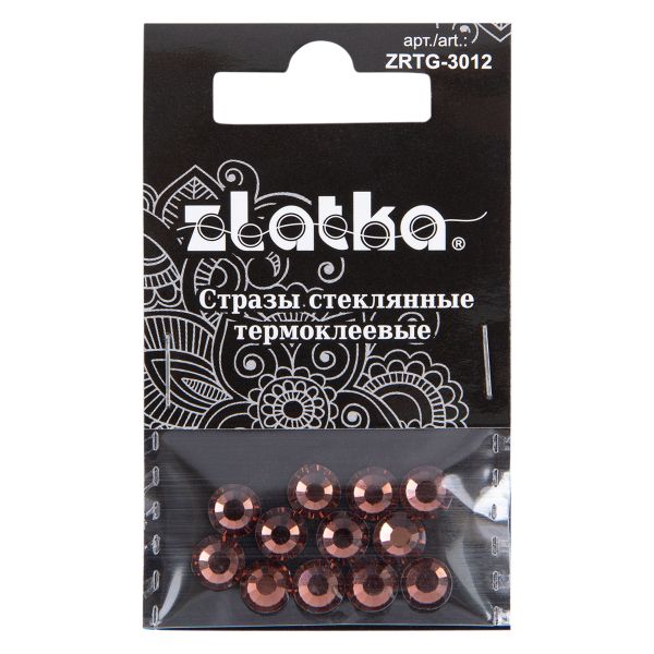 Стразы клеевые стекло 6.5 мм, 5х12 шт, SS30 №17 св.коричневый (Smoked Topaz), Zlatka ZRTG-3012