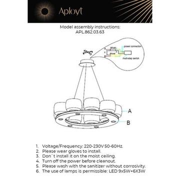 Люстра подвесная LED 63W 3000K APL.862.03.63 чёрный/дымчатый Yudzheni Aployt