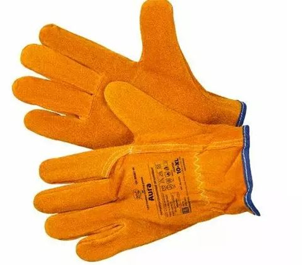 Перчатки спилковые оранжевые Cowsplit Leather Driver Gloves р.11 (XXL) Aura /GM1002LT11