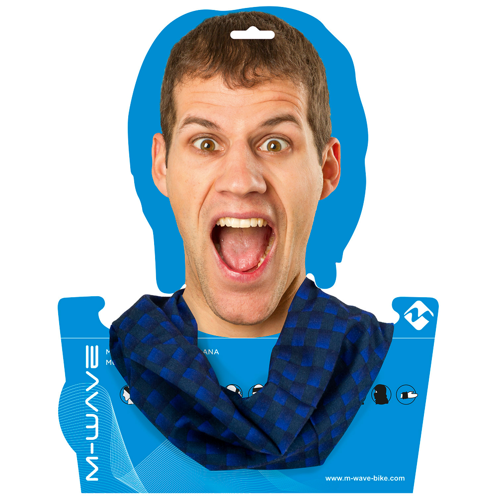Бандана дыш. полиэстер с микрофиброй 24х48см б/шов. BLUE/BLACK SQUARED сине-черные квадр. M-WAVE