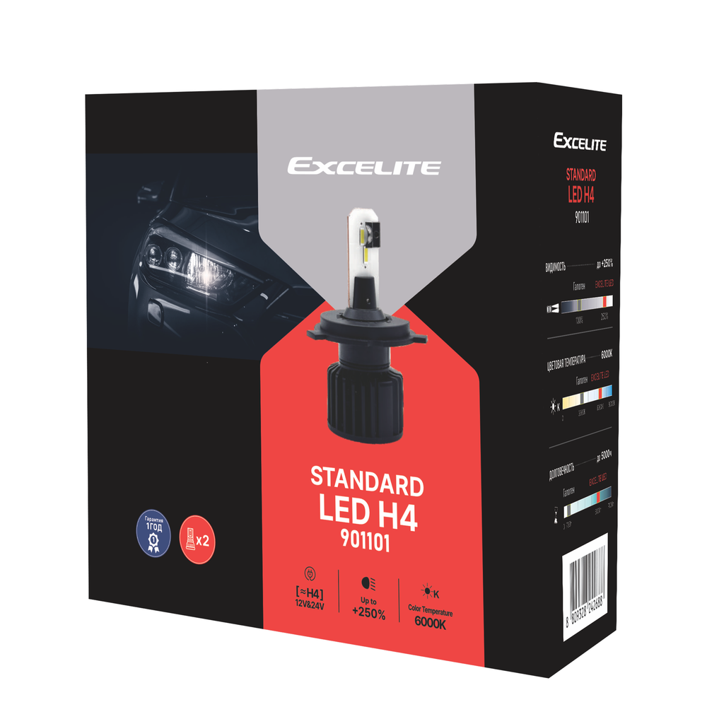 Лампа H4 LED 12-24V Standard Excelite комплект светодиодная