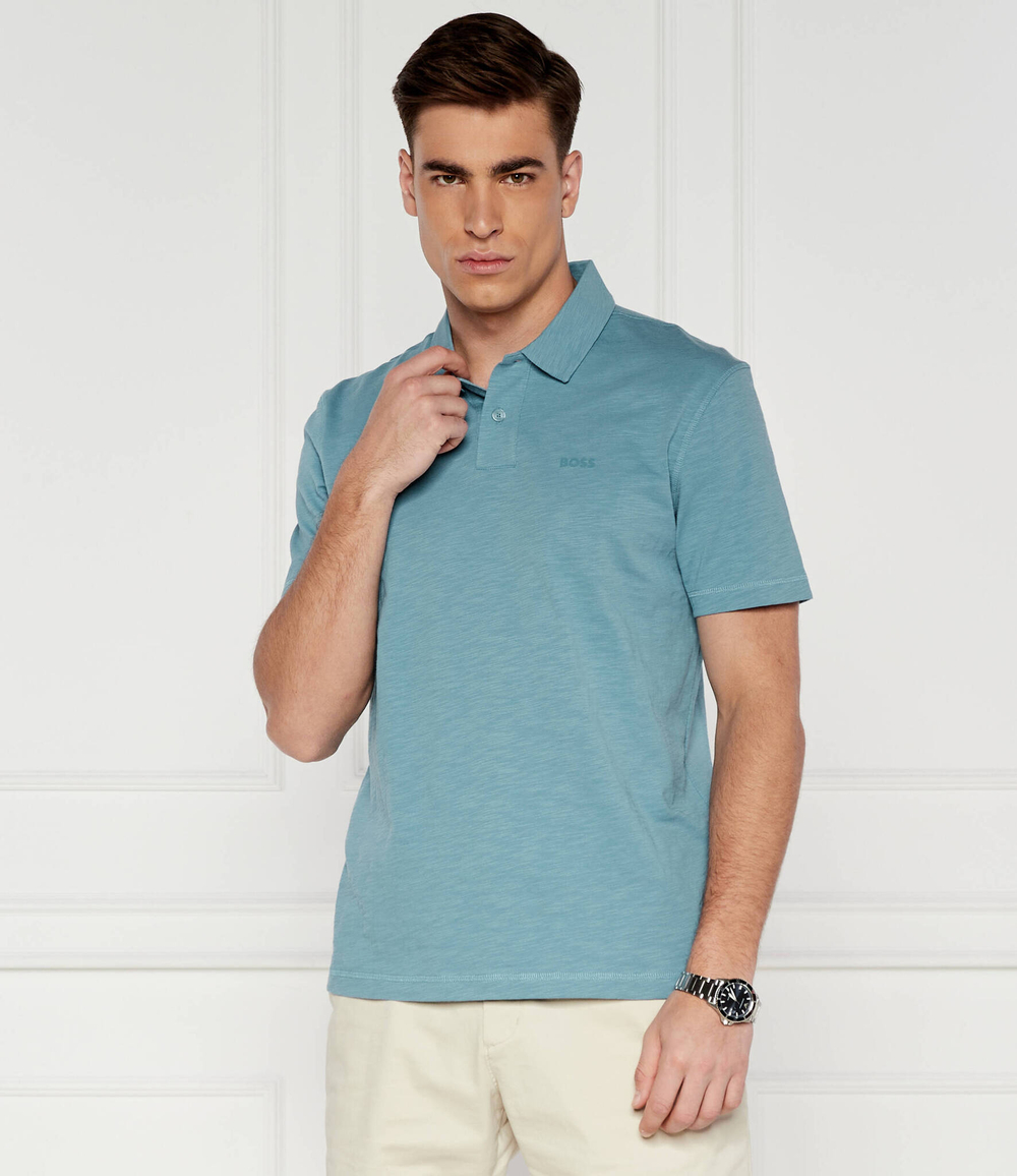 Поло slub BOSS ORANGE - голубой(50511224)