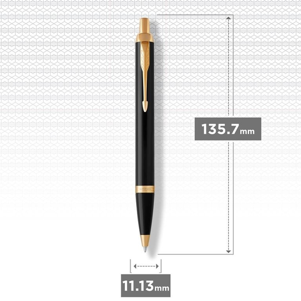 Шариковая ручка Parker IM Metal Black GT, стержень: M, цвет чернил: blue, в подарочной упаковке.