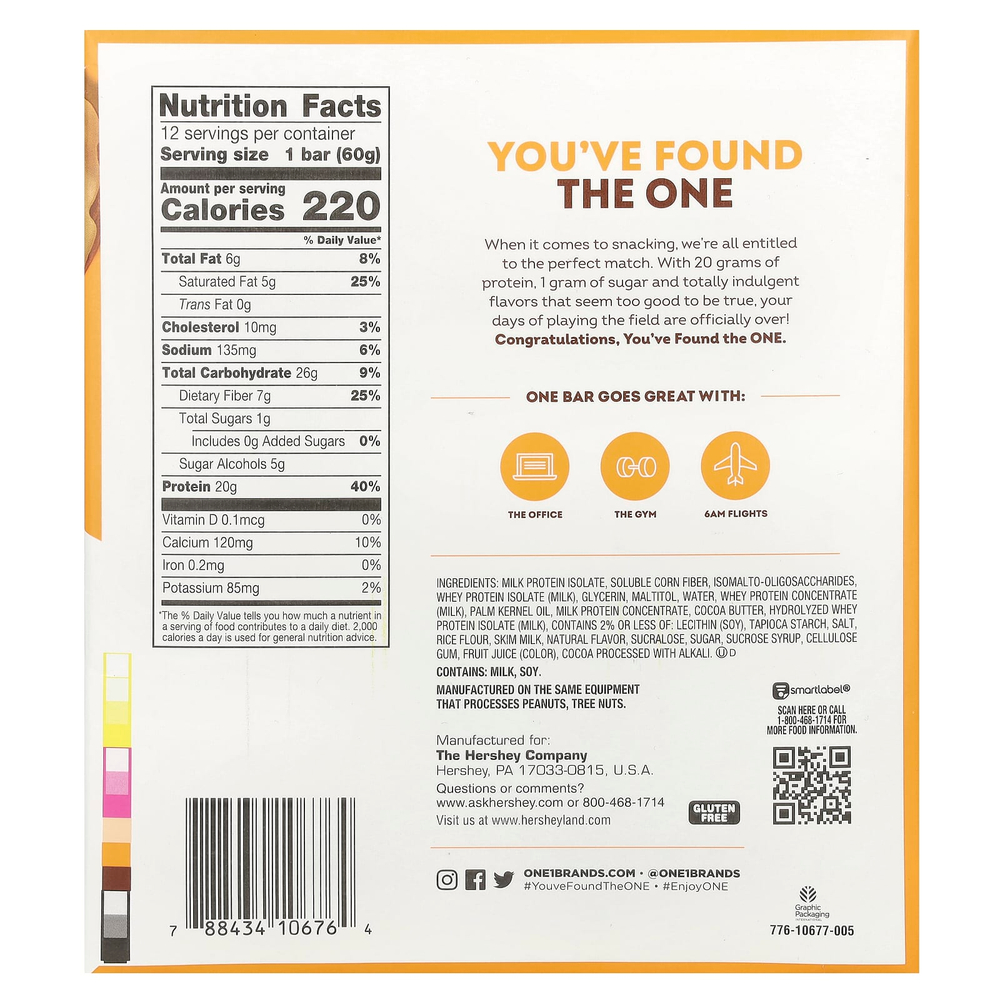 One Brands, Protein Bar, пончик в кленовой глазури, 12 батончиков, 60 г (2,12 унции)