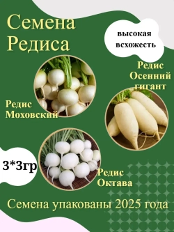 Семена Редиса белый (3 по 3 гр.)