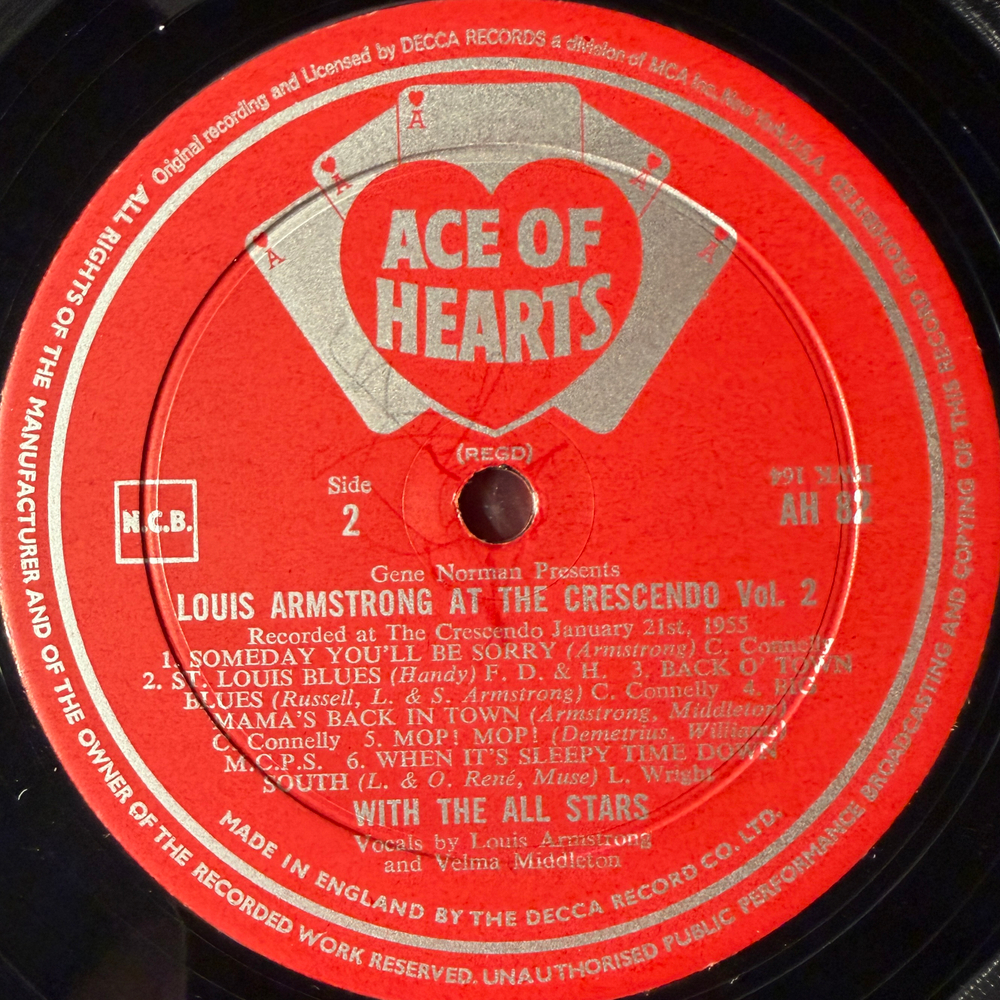 Louis Armstrong ‎– At The Crescendo Vol. 2 (Англия 1965г.)