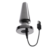 Черная анальная вибропробка Advanced Metal Plug - 13,8 см. (Цвет: черный)