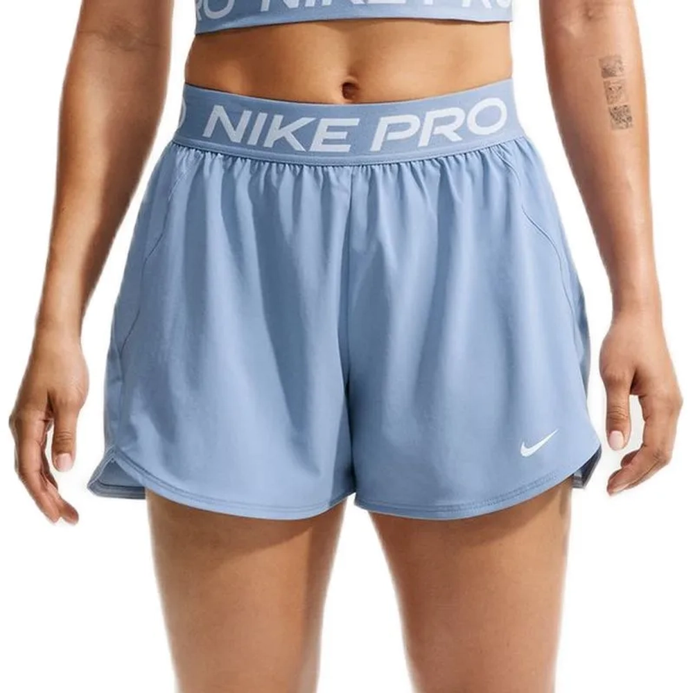 Женские Шорты теннисные Nike Pro Dri-Fit Mid Rise Brief Lined 3in Woven - work blue/white