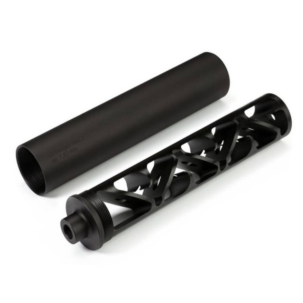 ДТКП закрытого типа Schweigen mod. 3 с стальной цангой на карабин Вепрь 308 СОК-95 (.308 Win) с щелевым не съемным пламегасителем, RAW