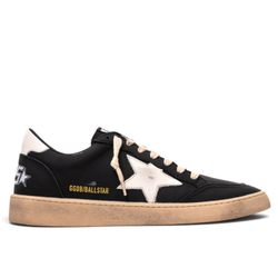 Men's Golden Goose Ball Star in Black Nappa with White Leather Star and Heel Tab