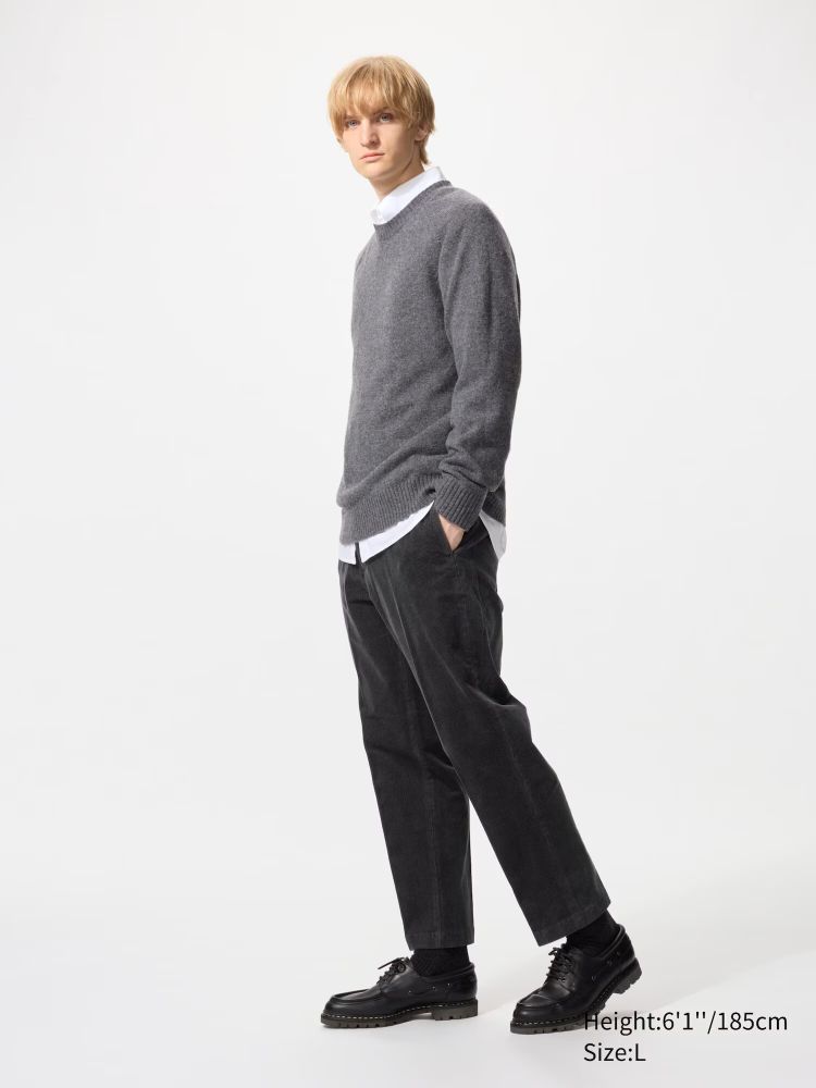 UNIQLO ВЕЛЬВЕТОВЫЕ БРЮКИ ДЛИНОЙ ДО ЩИКОЛОТКИ, ТЕМНО-СЕРЫЙ