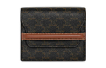 CELINE Triomphe Triumph Gate Suede With Leather With Synthetic Leather Business Card Holder, Wallet Men"s Tawny