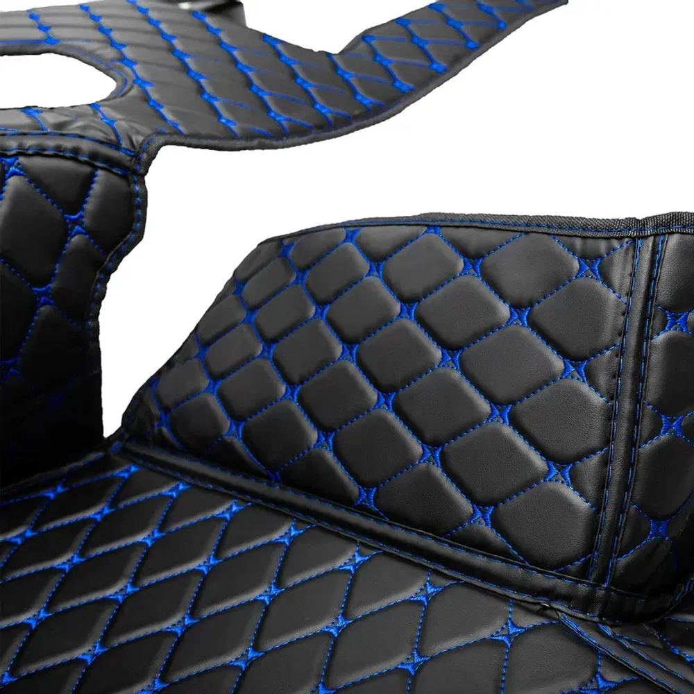 Ковры 3D SHACMAN X3000 (экокожа, черный, синяя строчка)