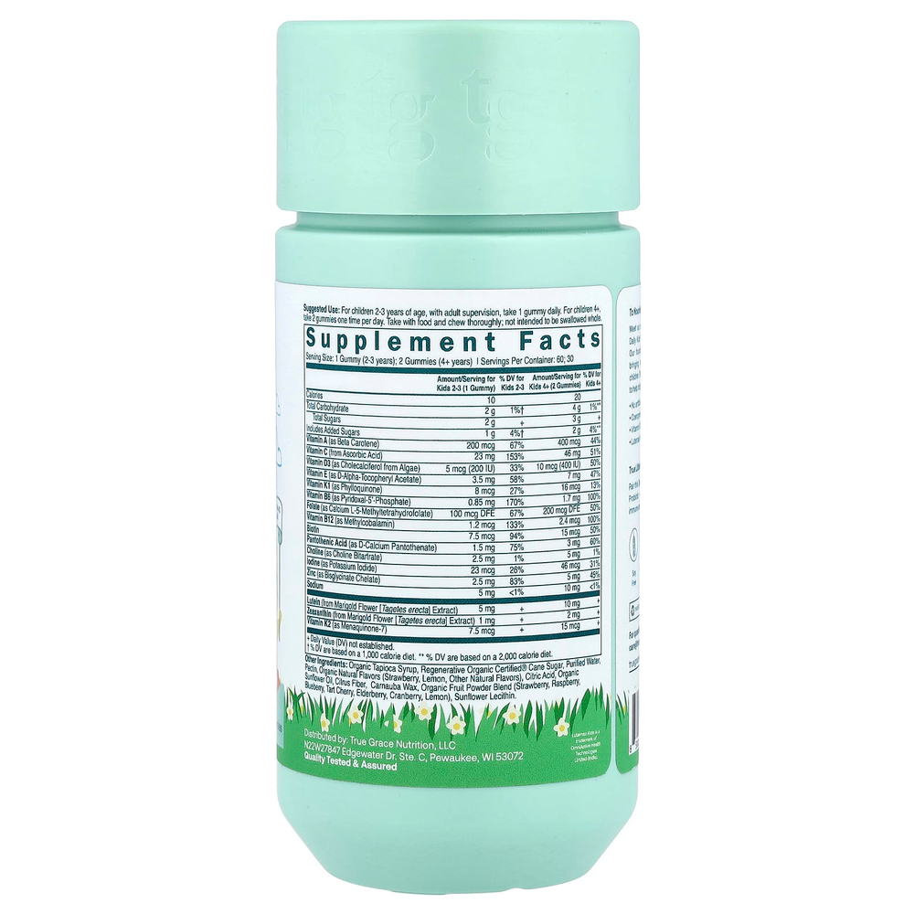 True Grace, True Littles®, Daily Kids, жевательные мультивитамины, со вкусом клубники и лимона, 60 жевательных таблеток на основе пектина