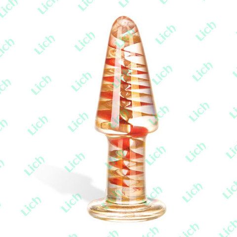 Золотистая стеклянная анальная пробка Rock Candy, 13 см
