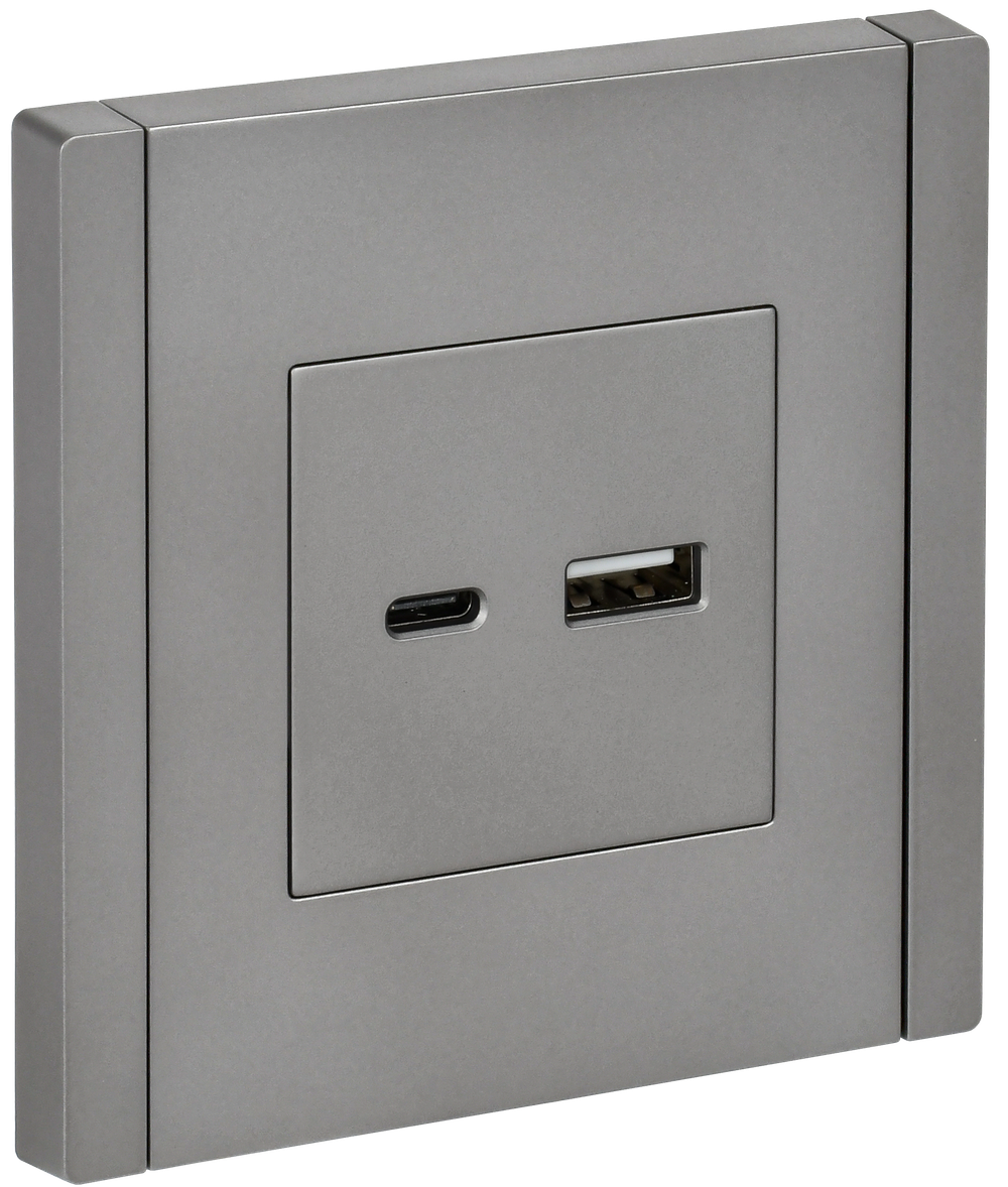 FORTE&PIANO Розетка USB A+C 18Вт FP551 сталь IEK
